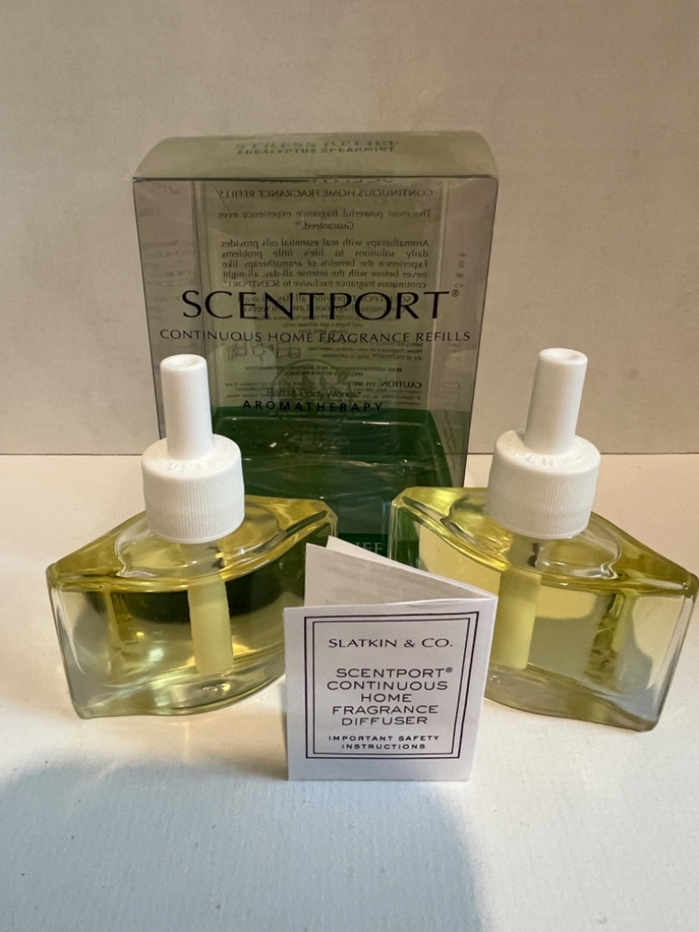2 AROMATHERAPY SCENTPORT REFILLS ECALYPTUS SPEARMINT STRESS RELIEF